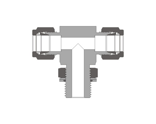 [SS-TTP-FL4-ST7] 316 SS, FITOK 6 Series Tube Fitting, Positionable Male Branch Tee, 1/4" O.D. × 1/4" O.D. × 7/16-20 Male SAE/MS Straight Thread(ST)