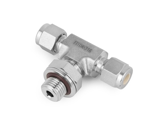 [SS-TTP-FL4-PP2] 316 SS, FITOK 6 Series Tube Fitting, Positionable Male Branch Tee, 1/4" O.D. × 1/4" O.D. × 1/8 Male ISO Parallel Thread(PP)