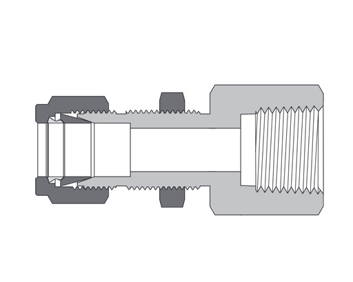 [B-BCF-FL8-NS8] Bulkhead Female Connector, Brass, 1/2in. Tube OD, 2-Ferrule x 1/2in. (F)NPT, Bulkhead