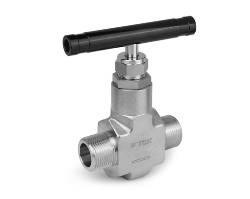 [NFSS-NS4-7] Needle Valve, Body: 316SS/A182, MWP: 6,000psig, Packing: Graphite, Conn.: 1/4in. x 1/4in. (M)NPT, Orifice:4mm, Cv:0.35, Black Al T-bar Handle