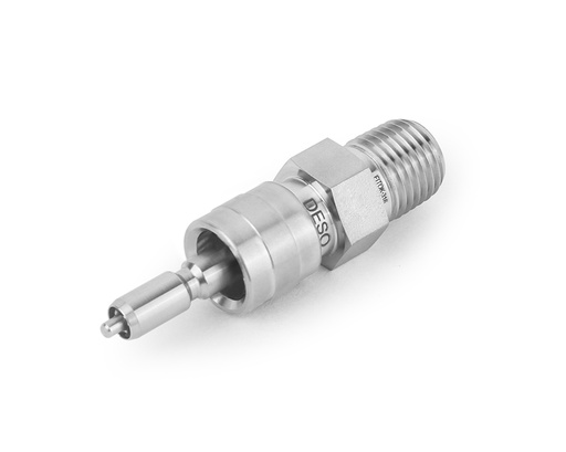 [SS-QC6-NS6-S] 316 SS, QC6 Series Quick Connect, 3/8 Male NPT, Stem without Valve Remains Open when Uncoupled, 0.8 Cv