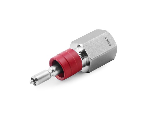 [SS-QC8-FRT8-D] Quick-connect Stem, 316SS,Stem, QC8 Series, O-ring: FKM, Connection: 1/2in.(F)BSPT,(DESO) Stem with valve, shuts off when uncoupled