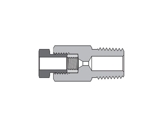 [SS-FMA-MF4-NS4] 316 SS, FITOK AMH Series Adapter Fitting, Female to Male, 1/4" Female 20M Series Medium Pressure Coned and Threaded Connection × 1/4 Male NPT