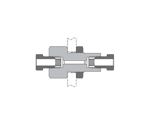 [SS-MBU-MF6] 316 SS, FITOK 20M Series Medium Pressure Fitting, Coned and Threaded Connection, Bulkhead Union, 3/8" O.D.