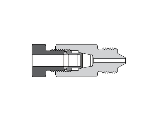 [SS-FMA-DFF6-HM6] 316 SS, FITOK AMH Series Adapter Fitting, Female to Male, 3/8" Female 20D Series Medium Pressure Tube Fitting × 3/8" Male 60 Series High Pressure Coned and Threaded Connection