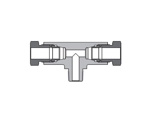 [SS-DT-DFF8-DFF8-NS6] 316 SS, FITOK 20D Series Medium Pressure Tube Fitting, Male Branch Tee, 1/2" O.D. × 1/2" O.D. × 3/8 Male NPT